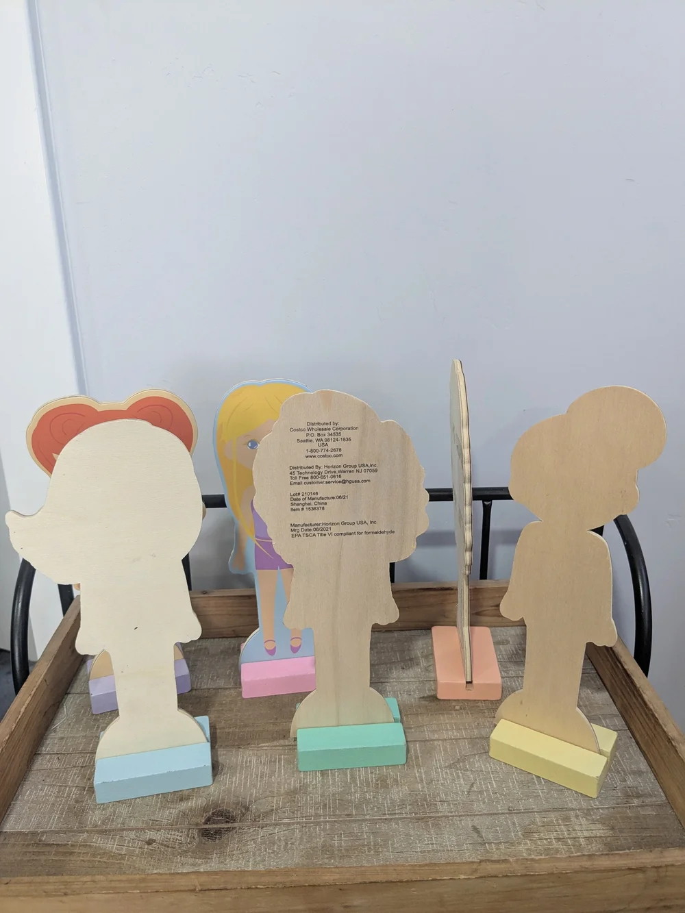 Wooden Standing Dolls Set — Multicolor Play Figures for Kids